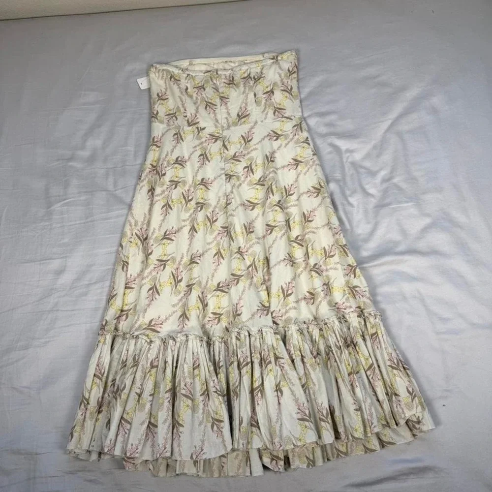 Vintage y2k American Eagle yellow & pink floral pattern strapless cottage dress - Picture 5 of 6